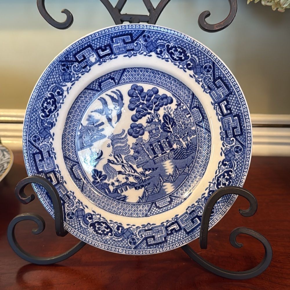 Willow Globe Pottery Cambridge England - Set of 2 - 8” Numbers Plates (#4 & #12)